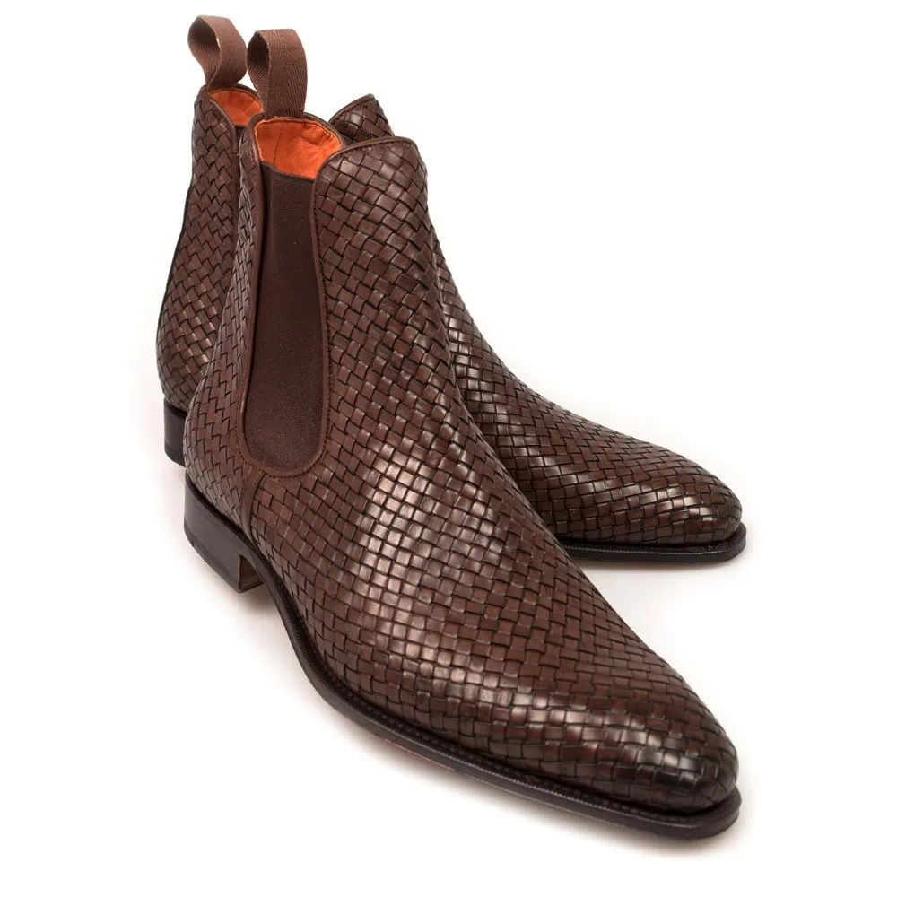 Carmina Braided‎ Chelsea Boots 80306 Rain Size 8 Goodyear Weld Leather Custom Carmina Chelsea Boots in Brown Museum Leather : r  main image 2