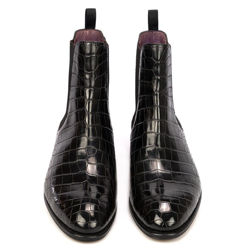 CARMINA BLACK LEATHER CHELSEA BOOT 80186 INCA UK 9 / US 10 Goodyear Spain $700 BLACK CHELSEA BOOTS FOR MEN main image 3