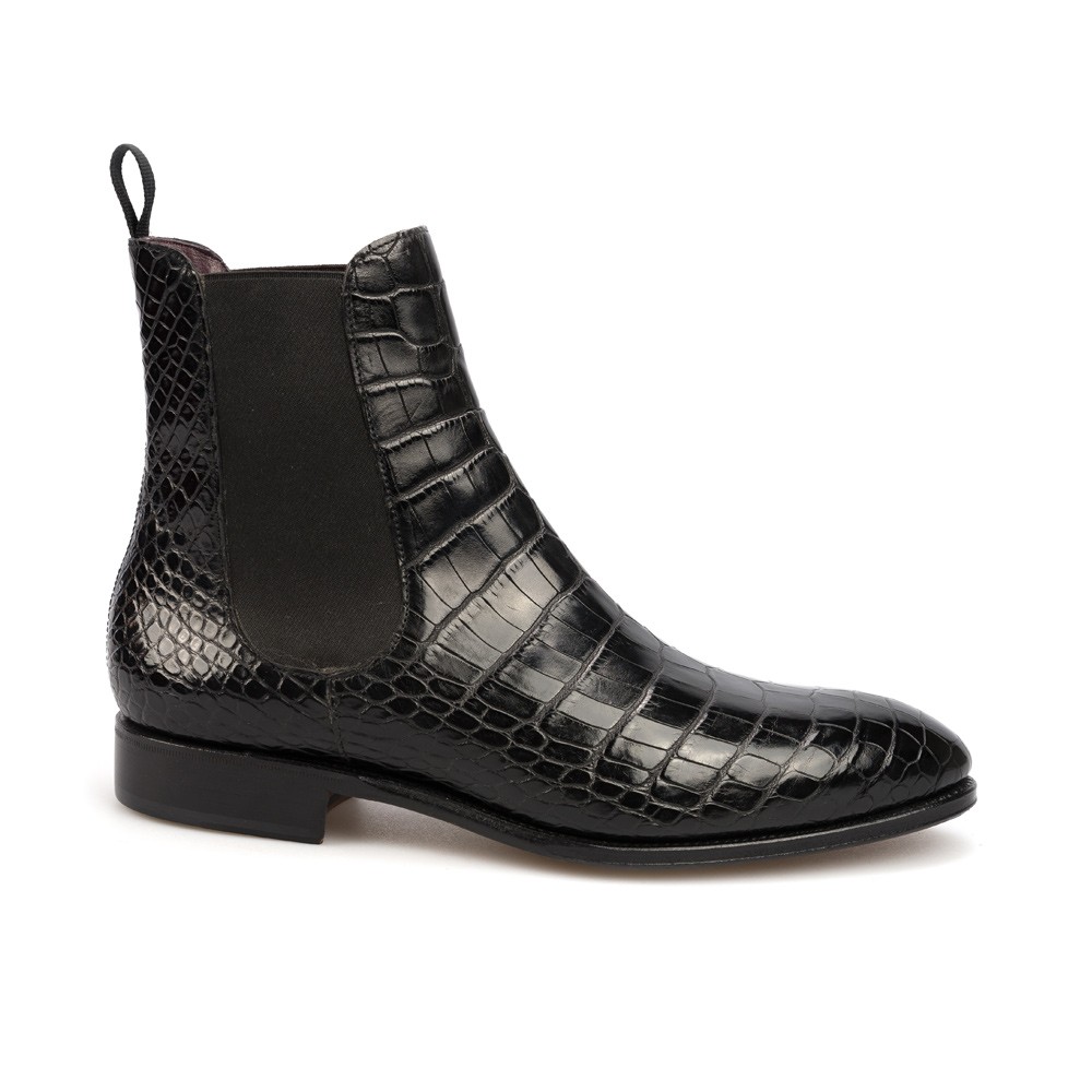 crocodile skin chelsea boots