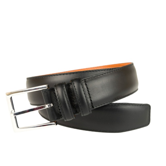 Black Epsom Leather Belt, Handmade Calf leather belt LB079