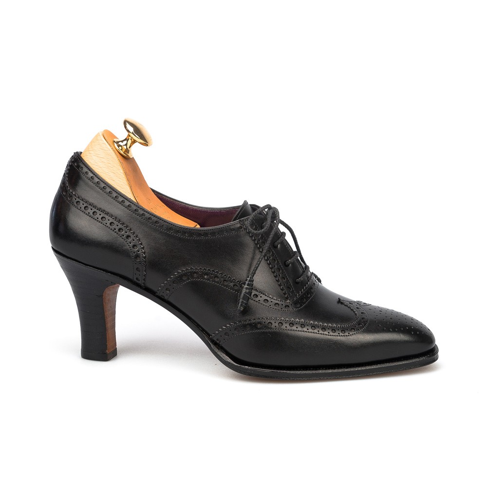 Women's Black Leather High Heel Shoes | CARMINA