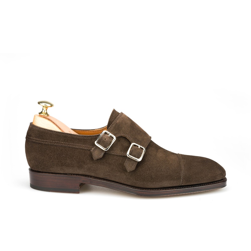monk straps shoes in brown suede