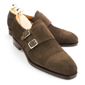 Double monk straps in brown suede