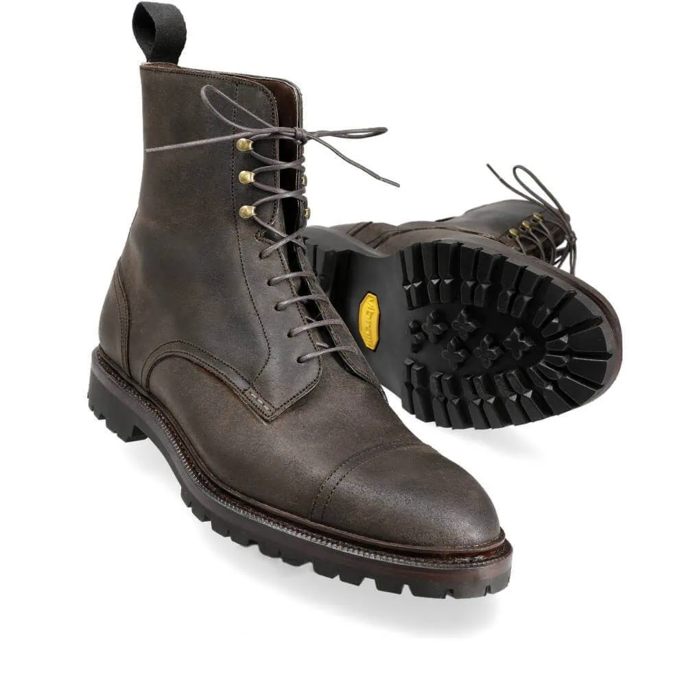 corthay carmina  CAP TOE BOOTS IN DARK BROWN WAXY COMMANDER | CARMINA