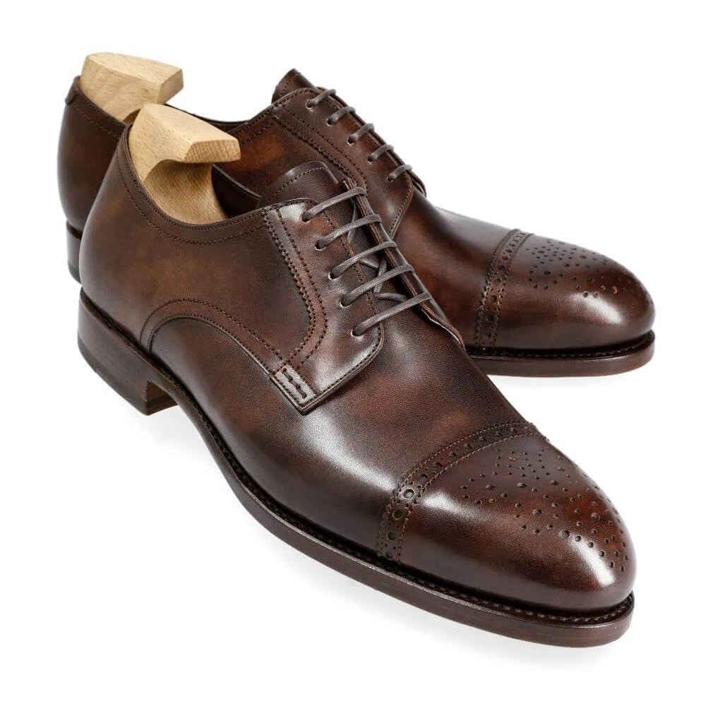 CARMINA ブラウン スエード モカシン 6H PLAIN TOE BLUCHER BROWN MUSEUM