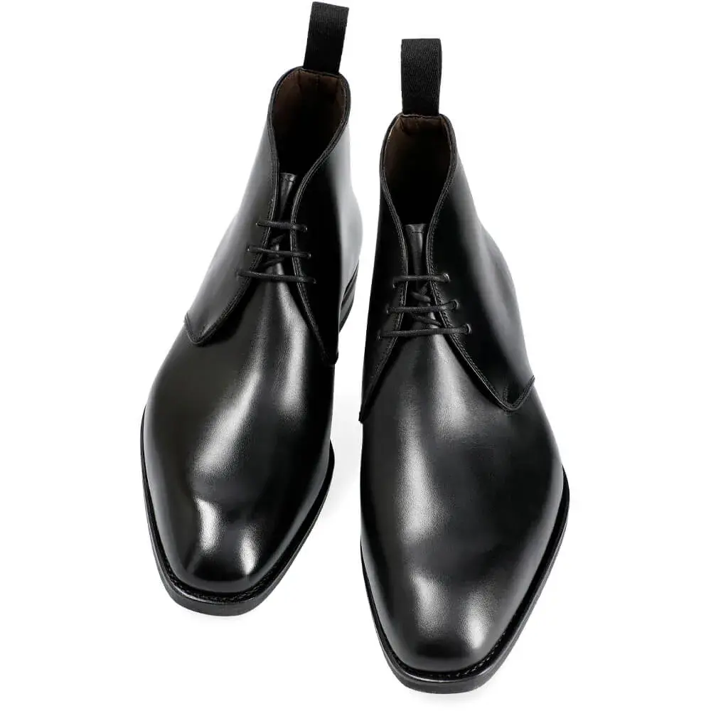 【美品】CARMINA チャッカブーツ ミュージアムカーフ ネイビー UK7 CHUKKA BOOTS BLACK BOXCALF