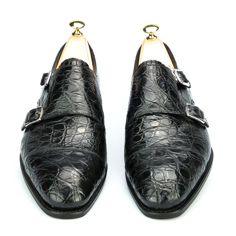 mens black double monk strap shoes