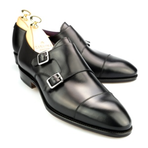 DOUBLE MONK STRAP IN BLACK BOX-CALF