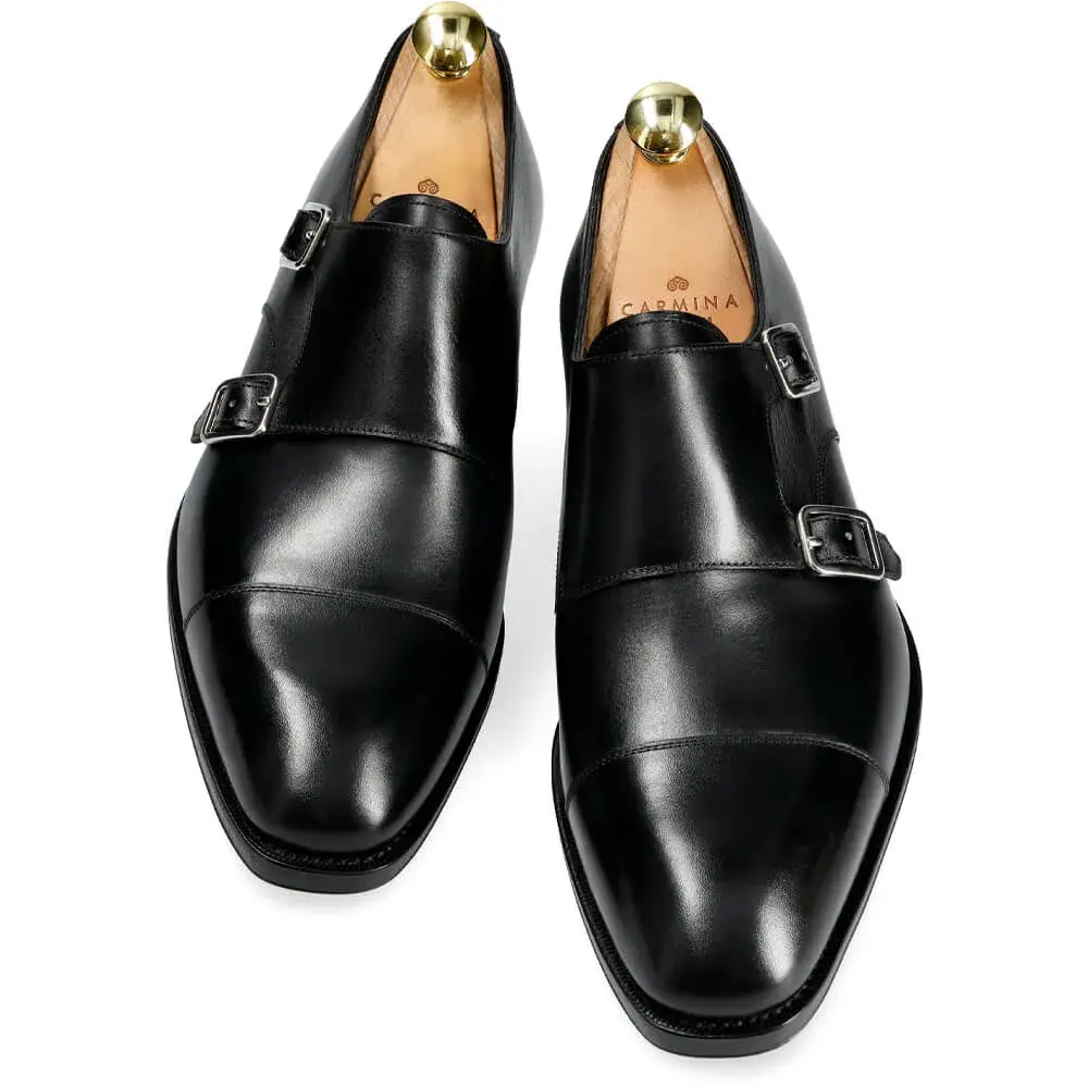 DOUBLE MONK STRAP SHOES IN BLACK BOX CALF | CARMINA