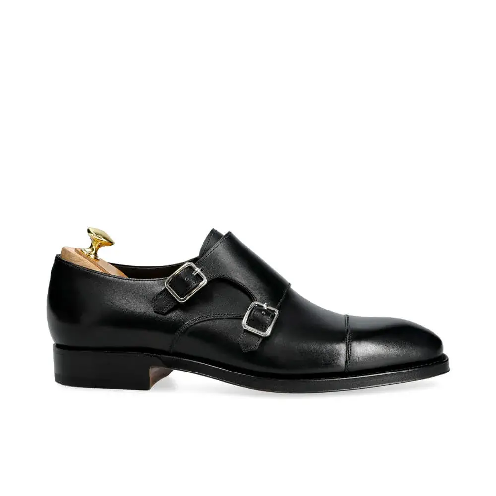 CARMINA カルミナ ダブルモンクストラップ 10003 UK8 DOUBLE MONK STRAP SHOES IN BLACK BOX CALF | CARMINA