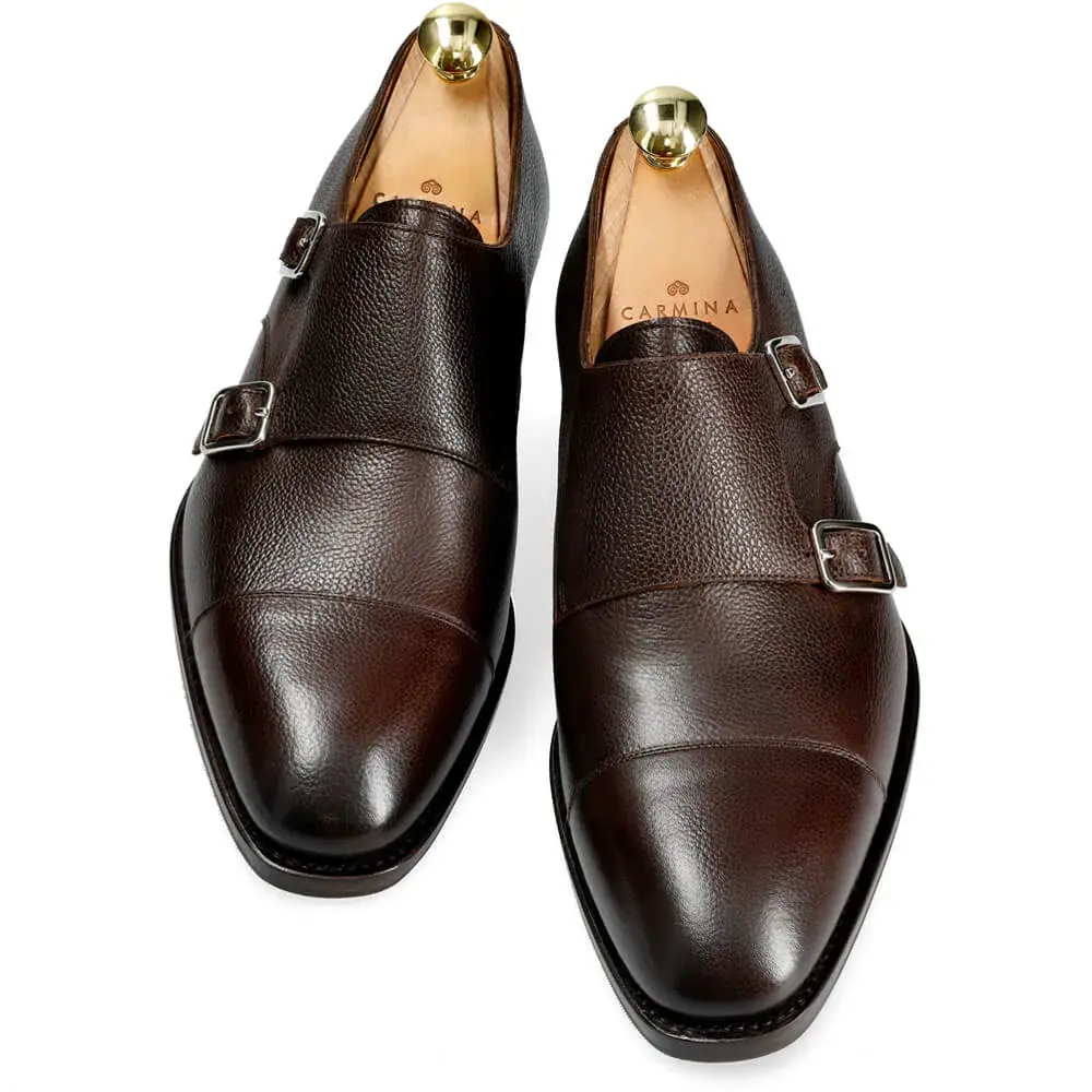 DOUBLE MONK STRAP SHOES IN BROWN GRAIN|CARMINA