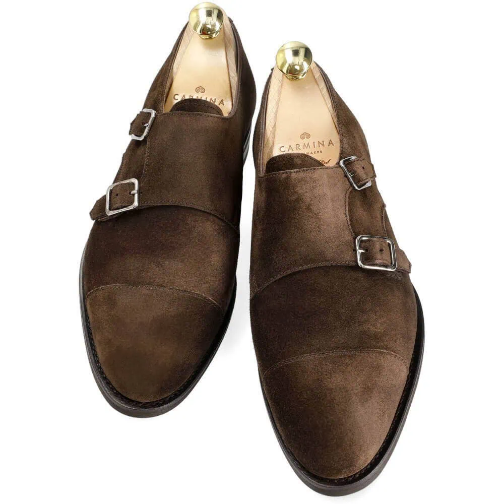 DOUBLE MONK STRAP SHOES BROWN SUEDE | CARMINA