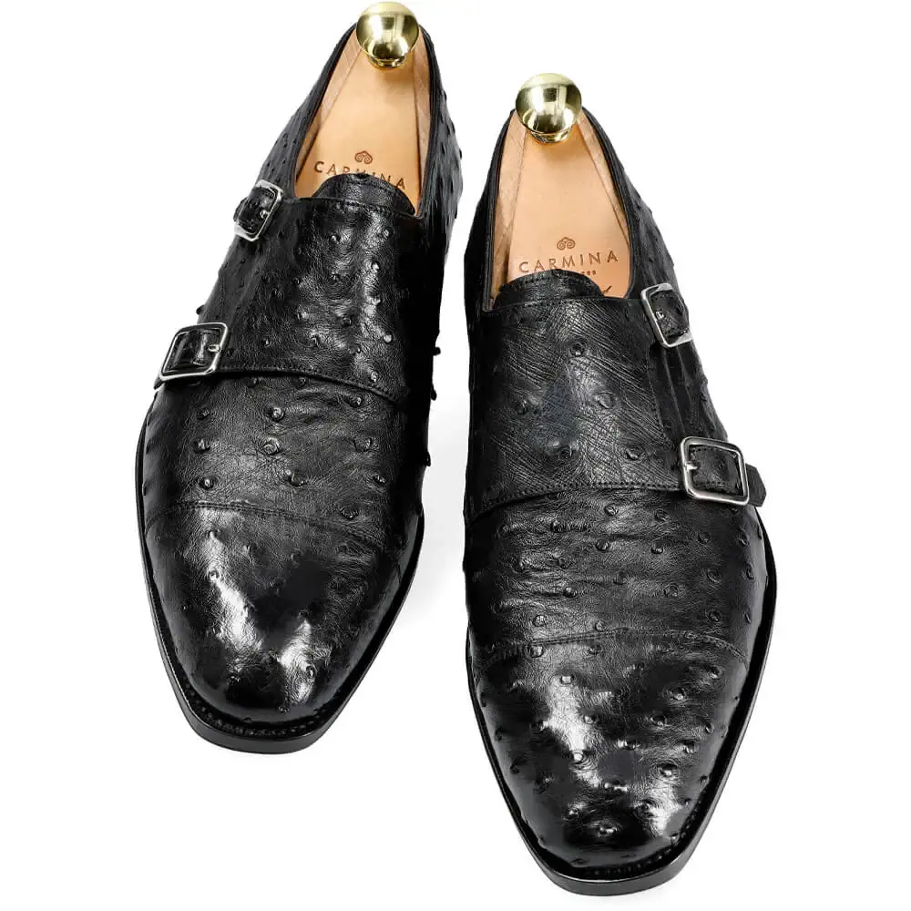 CARMINA ダブルモンク 10003 BLACK メンズ ダブルモンクストラップ 10003 ブラック オーストリッチ