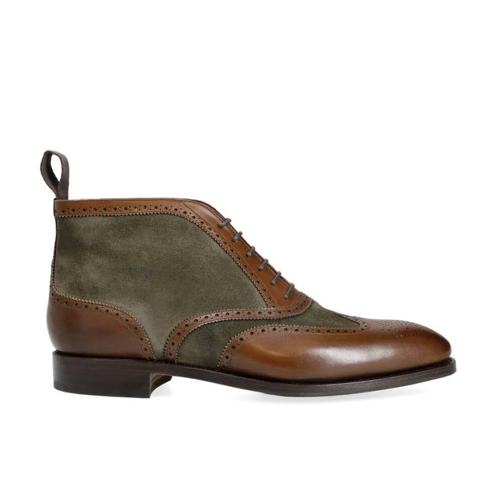WINGTIP BOOTS BROWN VEGANO/ NAVY SUEDE | CARMINA SHOEMAKER