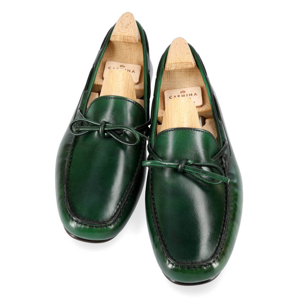 DRIVING LOAFERS IN GREEN HAND PAINTED