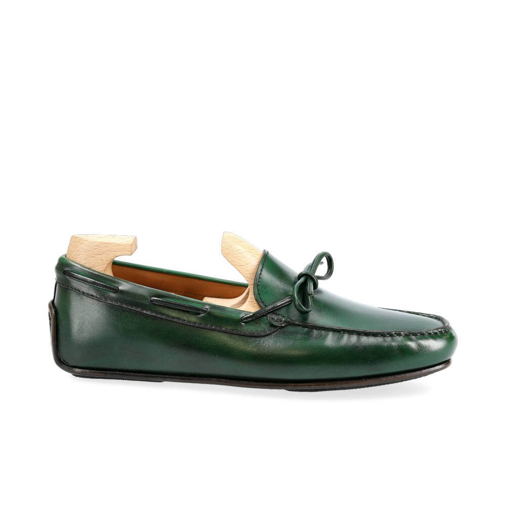 DRIVING LOAFERS IN GREEN HAND PAINTED