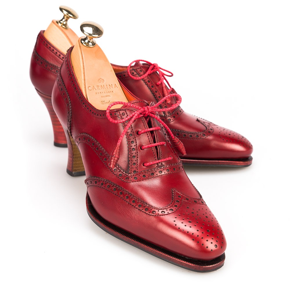 Women's Red Leather High Heel Shoes 