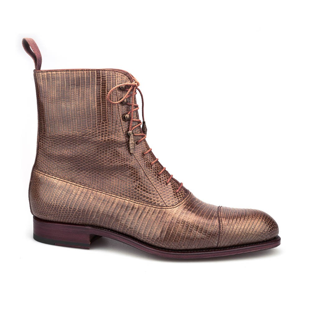 Chestnut balmoral boots in lizard leather