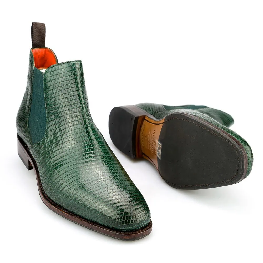Maruti Fallon Black Leather Lizard Chelsea Boots