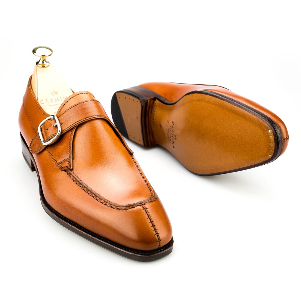 Men's monk strap loafers in tanned vegano