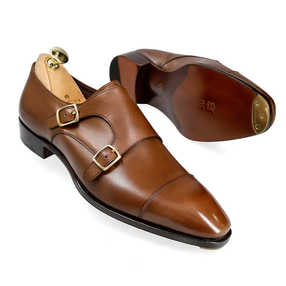 DOUBLE MONK STRAP SHOES IN BROWN| ALBALADEJO COLLECTION