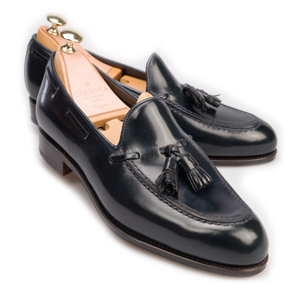 NAVY CORDOVAN TASSEL LOAFERS 734 FOREST