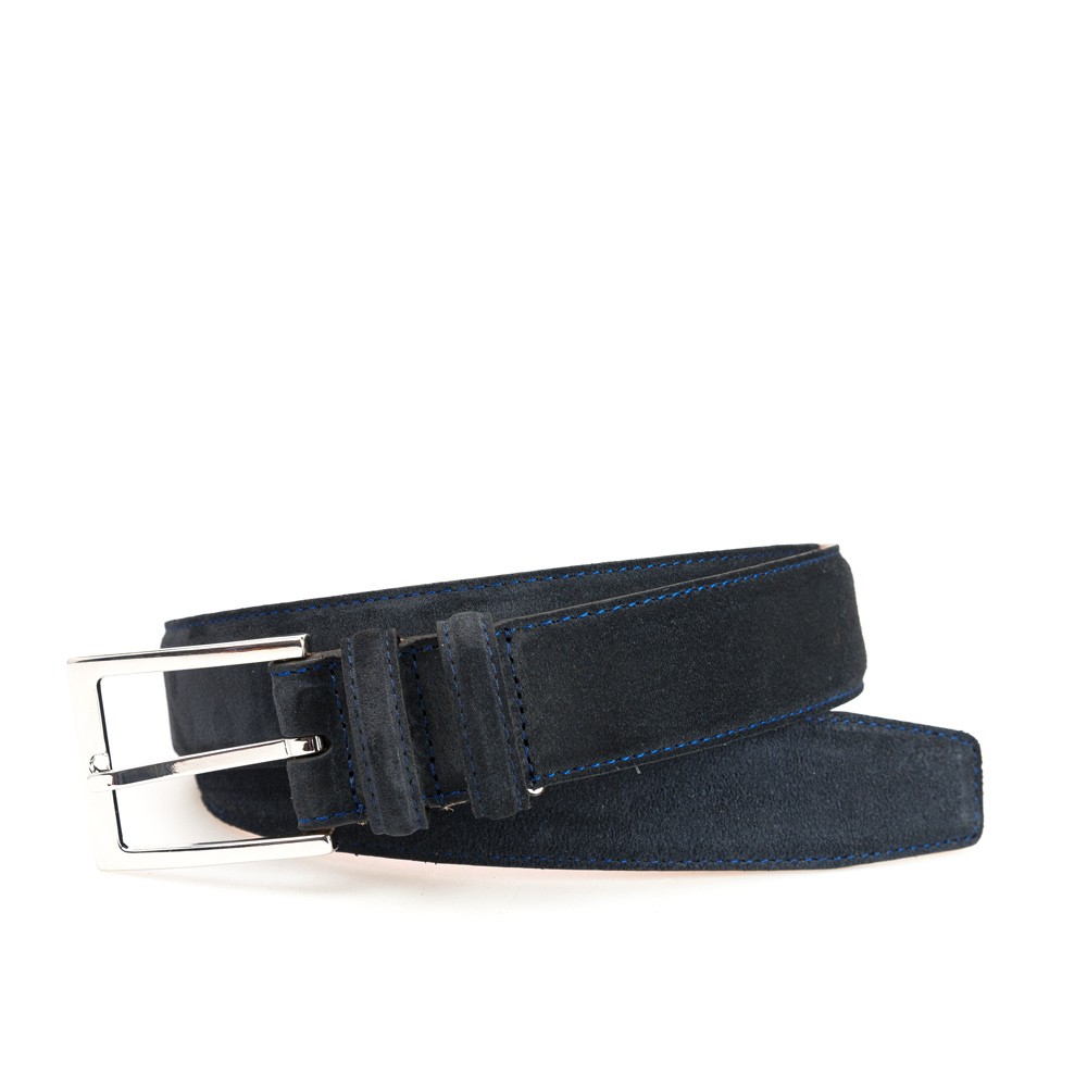 New Mens Navy Blue Smooth Genuine Suede Leather 35mm Nice Classic Belt 
