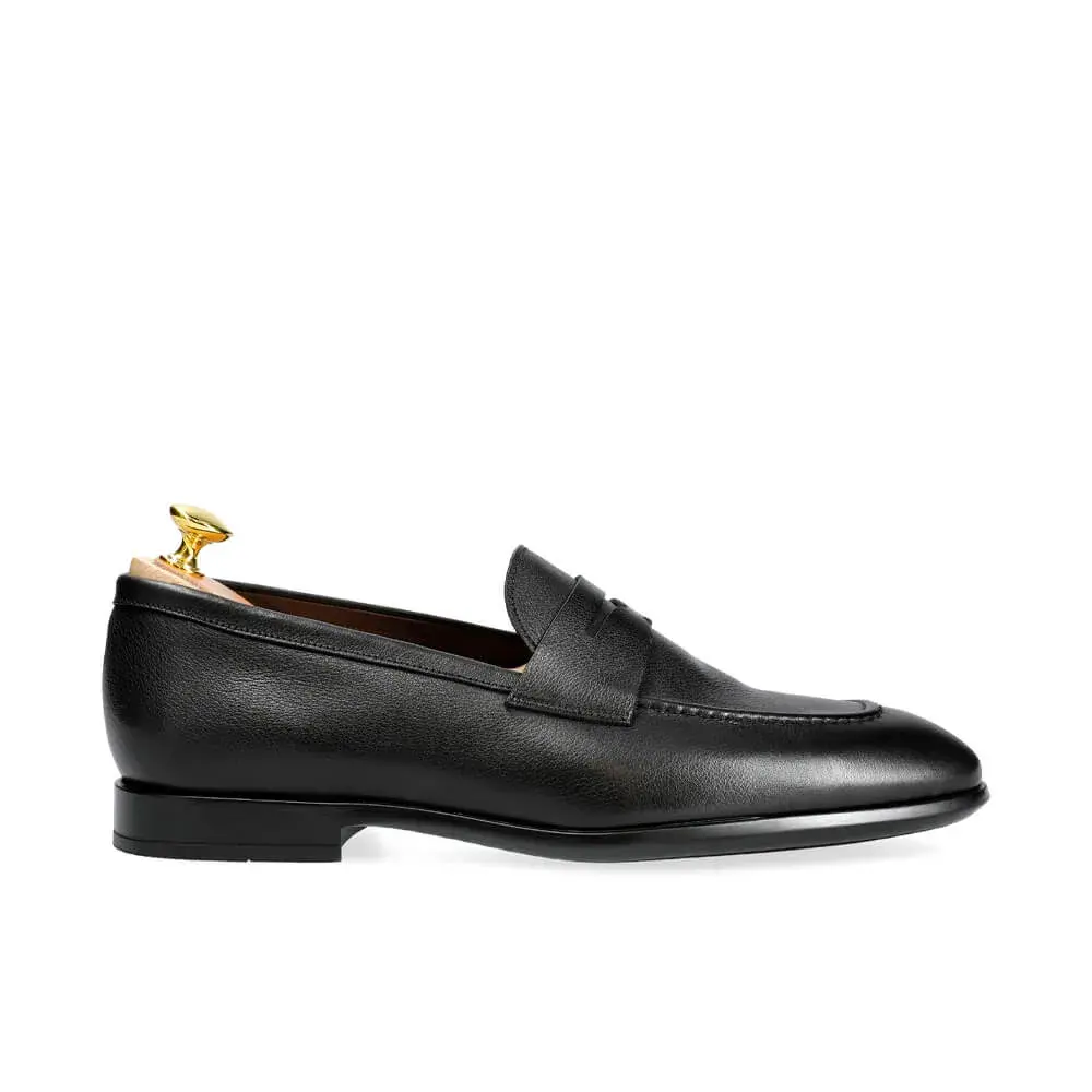 BLACK RUSTI CALF PENNY LOAFERS | CARMINA display picture 3