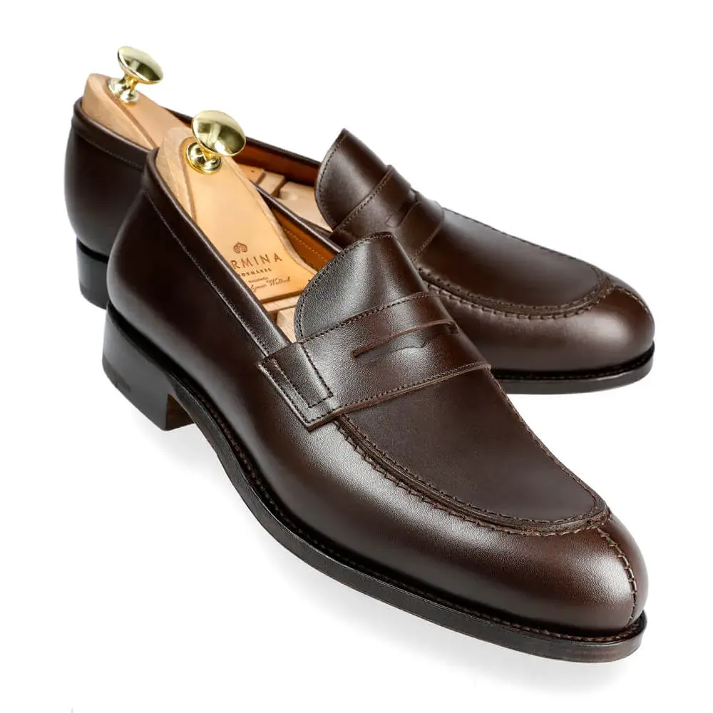 Men's Penny Loafers 923 in Brown Box Calf | Carmina Shoemaker