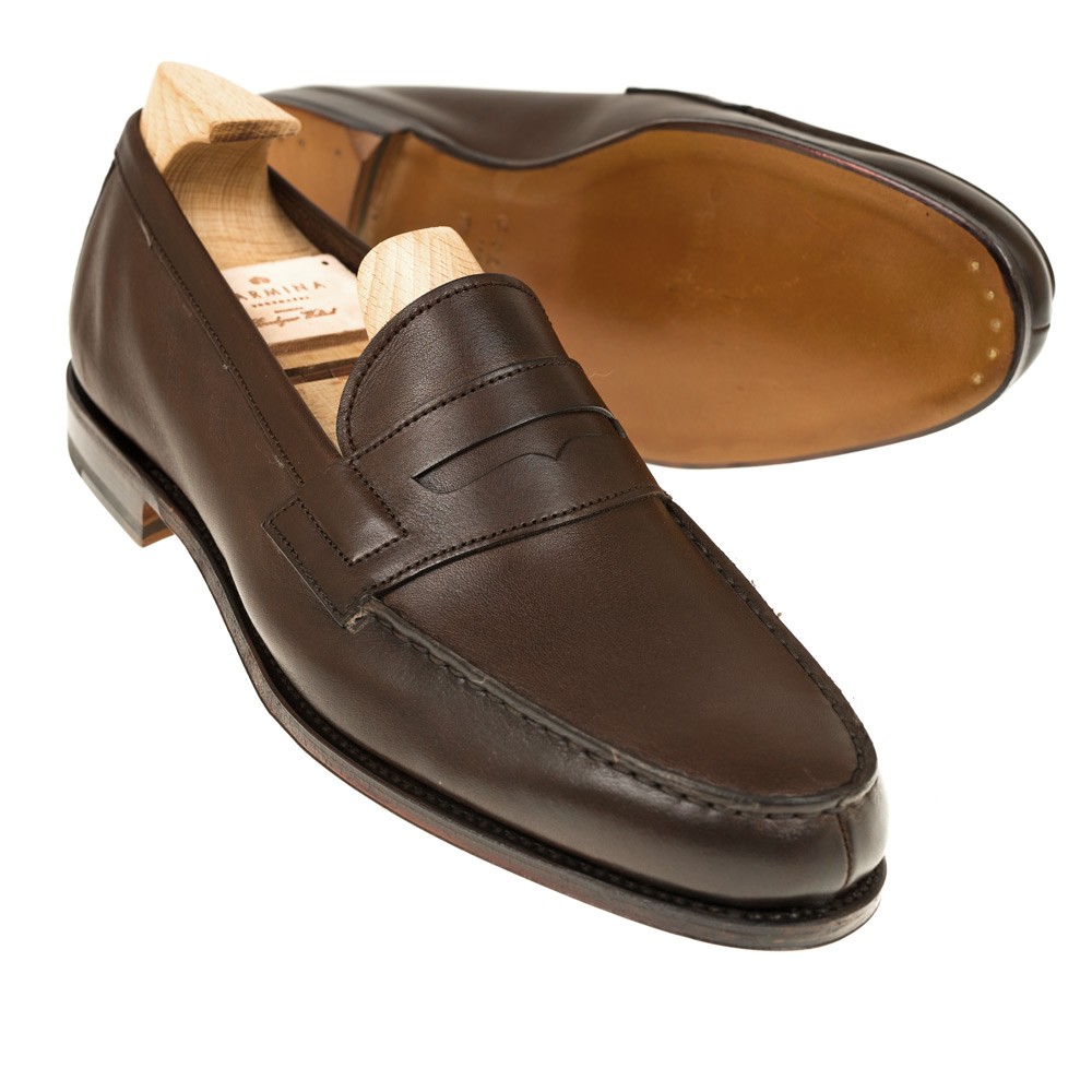 Brown Suede Penny Loafers | CARMINA Shoemaker