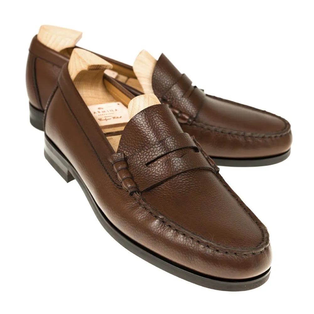 PENNY LOAFERS BROWN KARAGRAIN | CARMINA Shoemaker