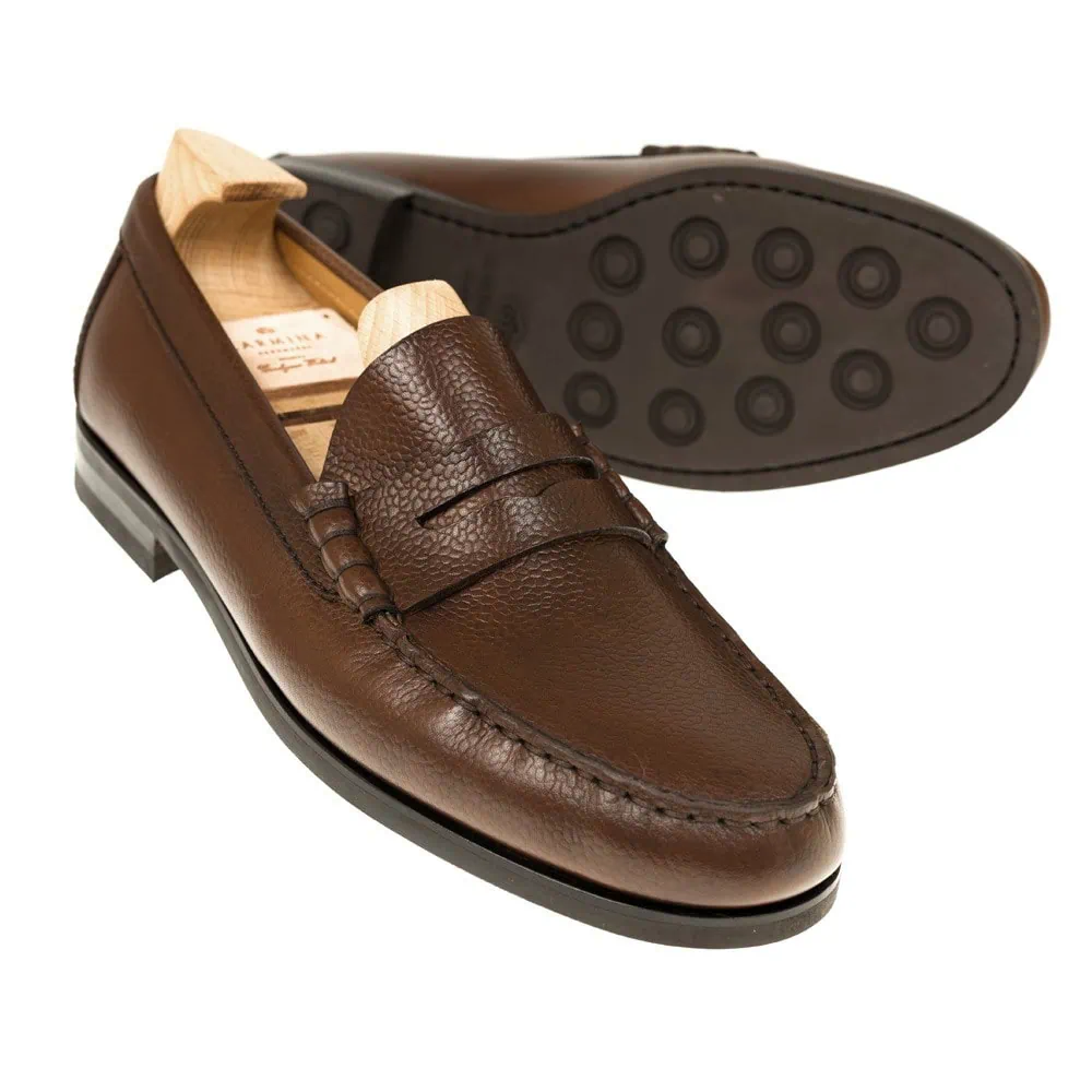 PENNY LOAFERS BROWN KARAGRAIN | CARMINA Shoemaker