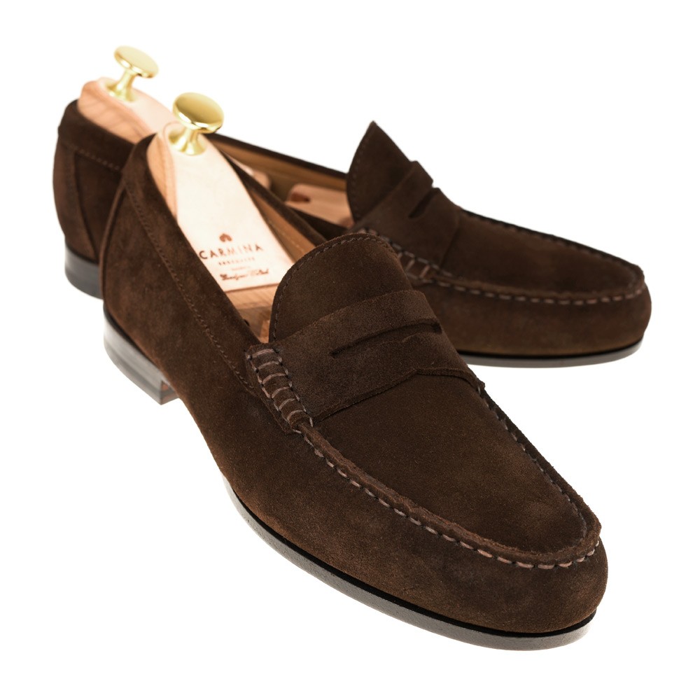 Penny loafers in brown suede | CARMINA Shoemaker