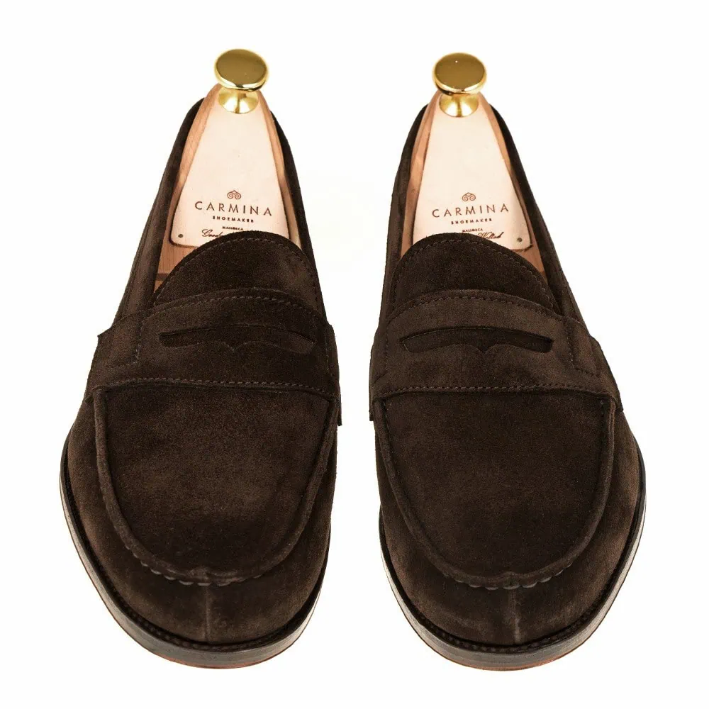 Penny loafers in brown suede | CARMINA Shoemaker