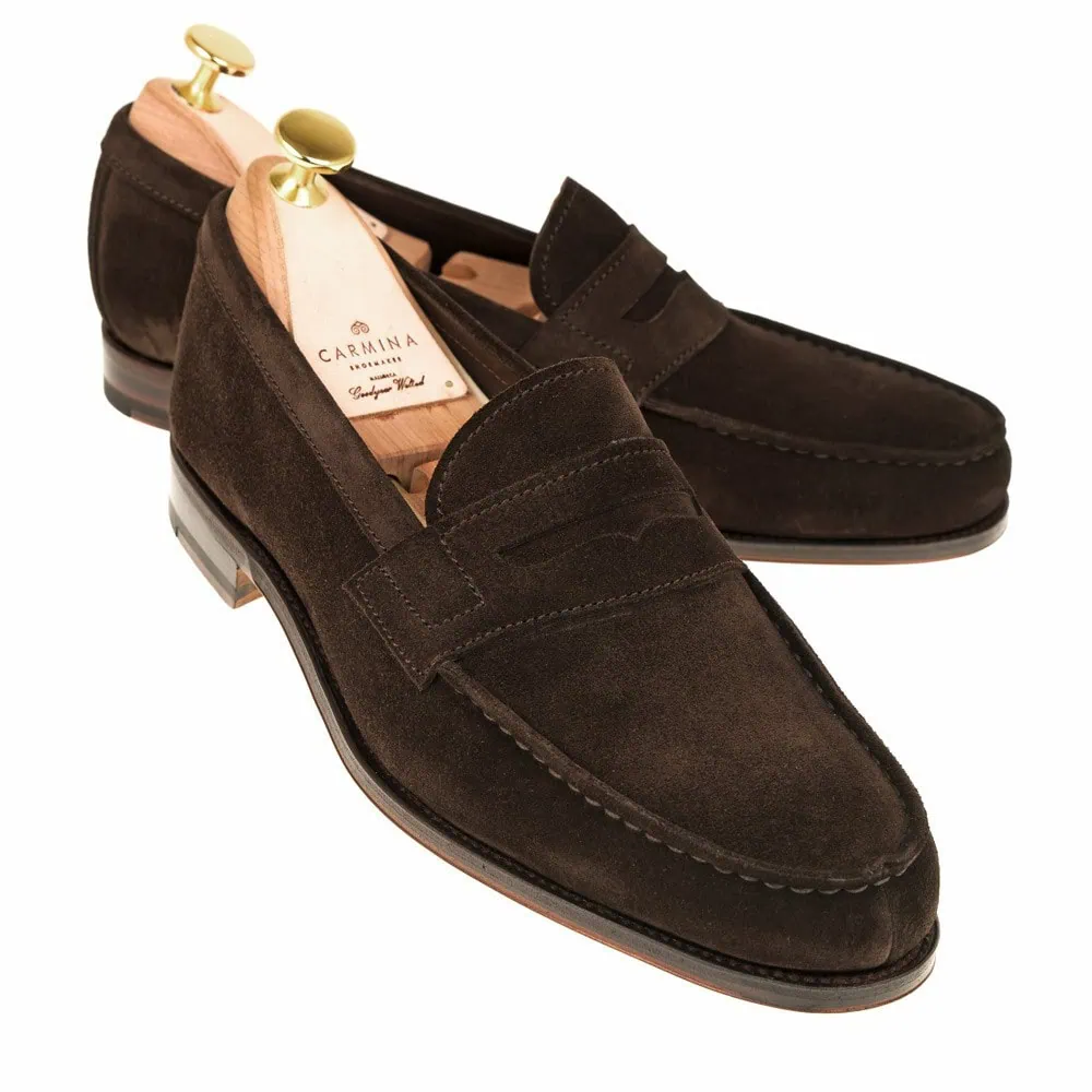 Penny loafers in brown suede | CARMINA Shoemaker