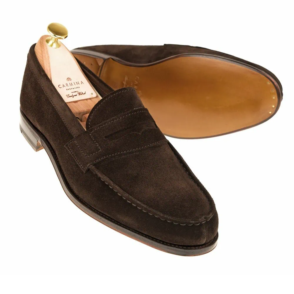 Penny loafers in brown suede | CARMINA Shoemaker