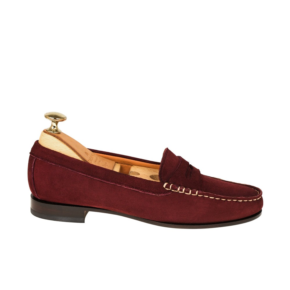 burgundy suede loafers
