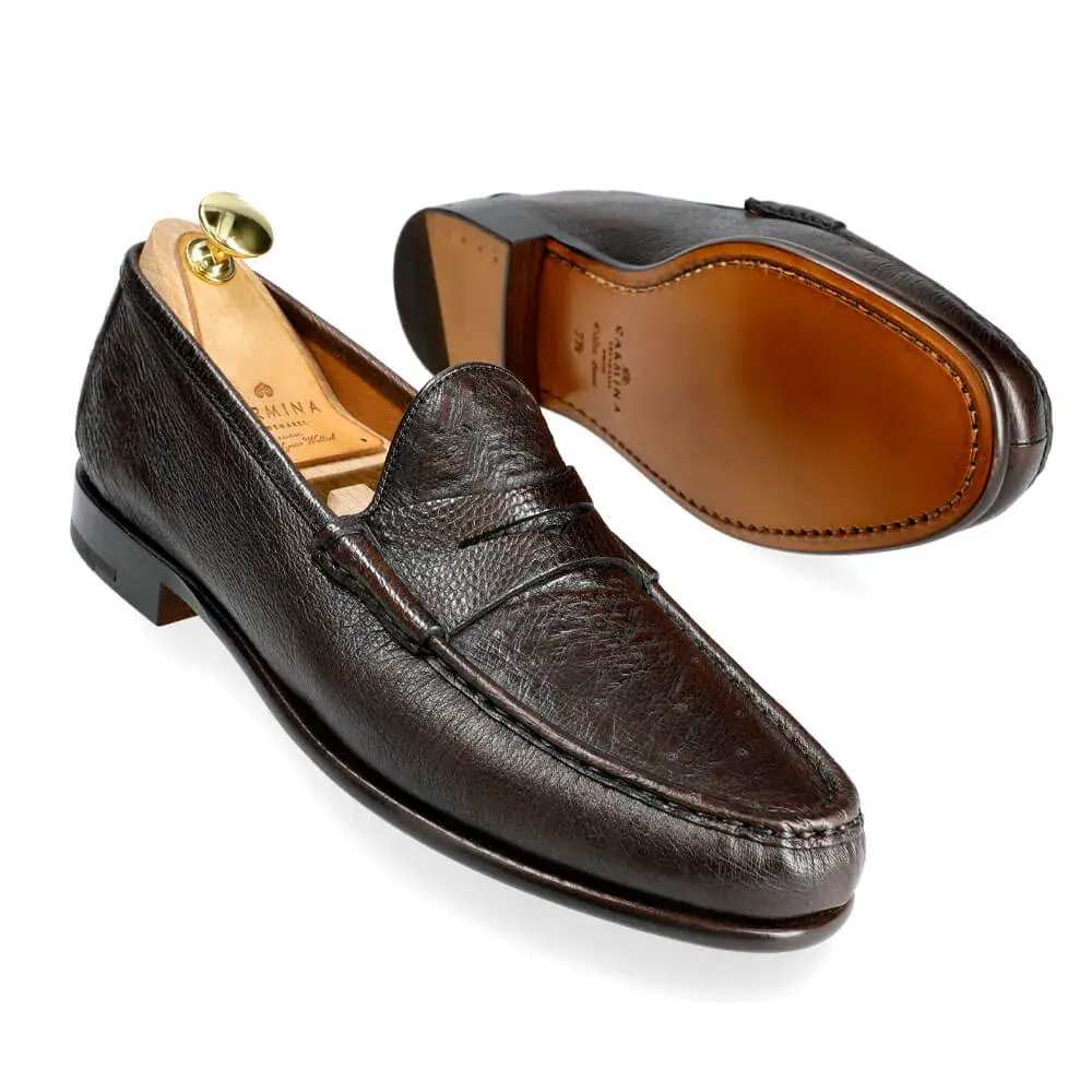 MEN'S PENNY LOAFERS IN NATURAL OSTRICH | CARMINA
