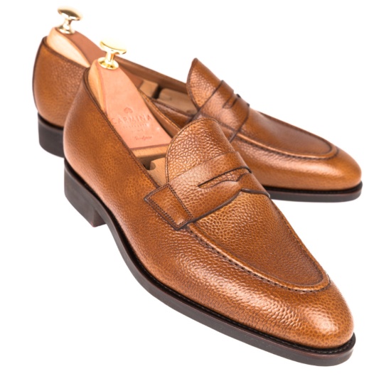 Penny loafers in tan grain| CARMINA Shoemaker