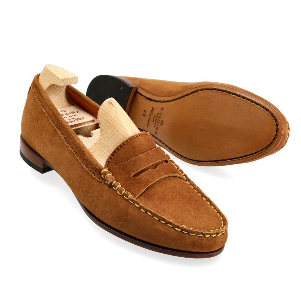 tan loafers suede