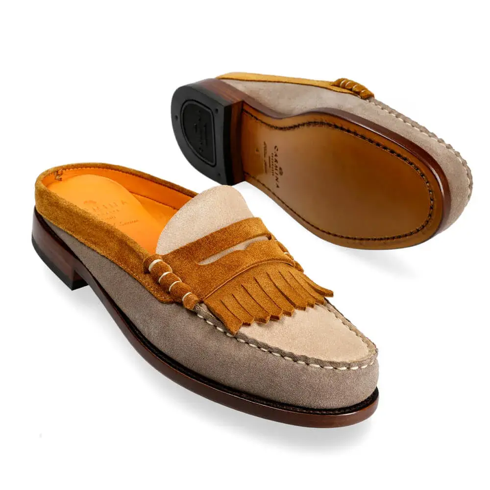 Women's Penny Mule Shoes 1982 in Vison Camel Tobacco | Carmina