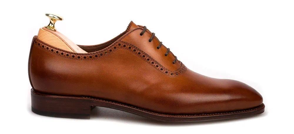 CARMINA フルブローグ　ライトブラウン　内羽根　UK5.5 VEGANO LEATHER SHOES | CARMINA
