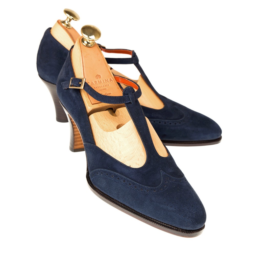 blue t strap shoes