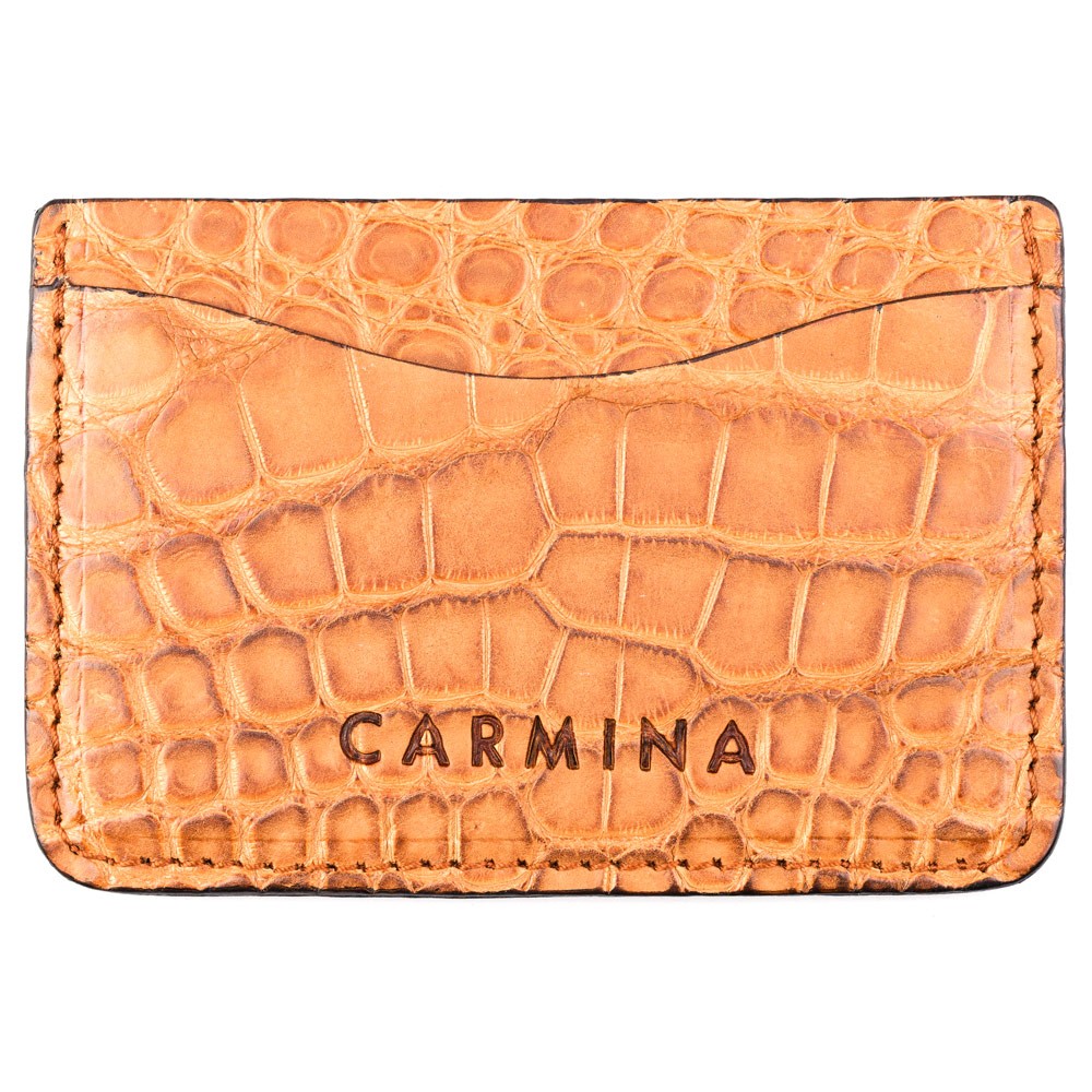 CROCODILE CARD HOLDER IN TAN