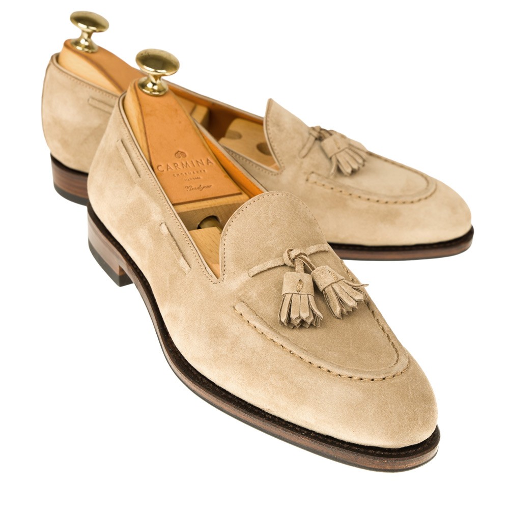 camel suede loafers