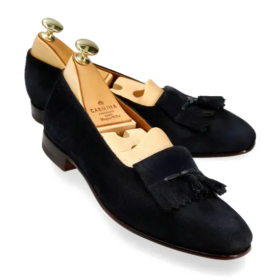 WOMEN'S TASSEL LOAFERS NAVY VOGUE SUEDE