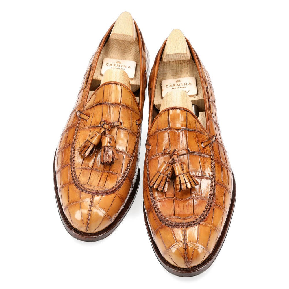 Crocodile Shoes By Ferrini Mens Cognac Brown Gator Loafers 3877 | lupon ...