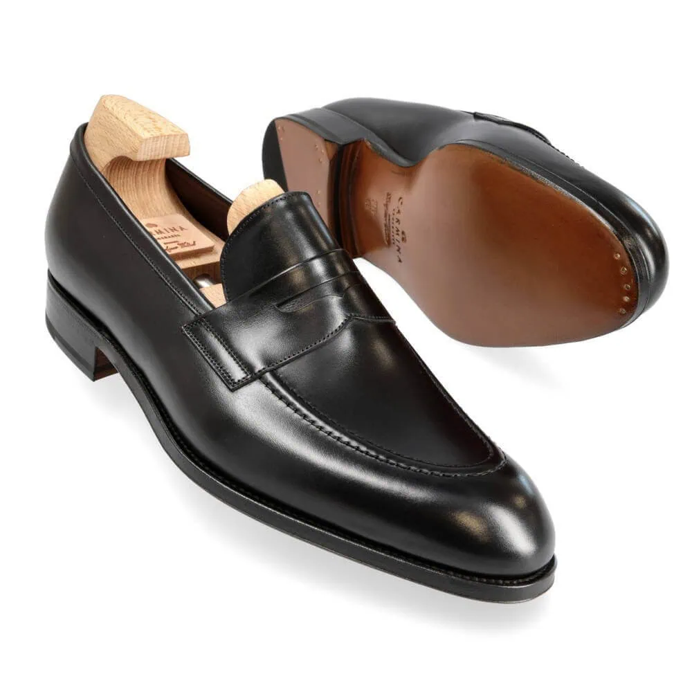 PENNY LOAFERS BLACK BOX CALF | CARMINA
