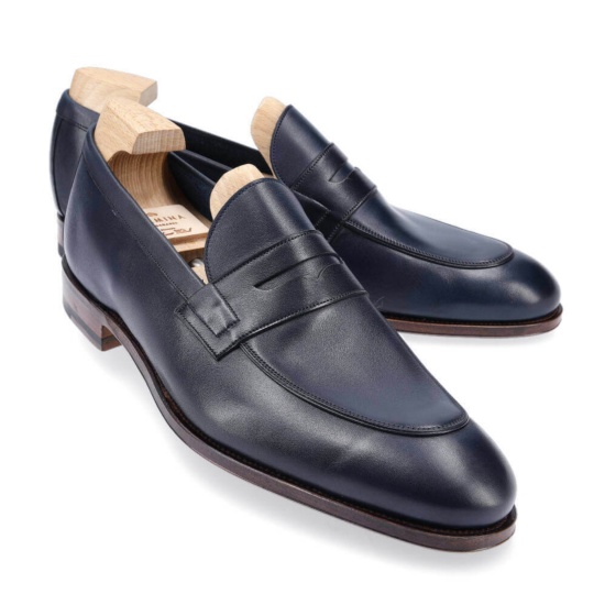 Penny loafers in navy calf leather | CARMINA Shoemaker