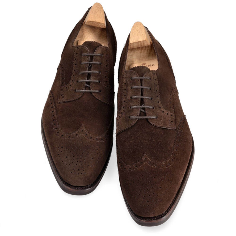 dark brown suede derby shoes